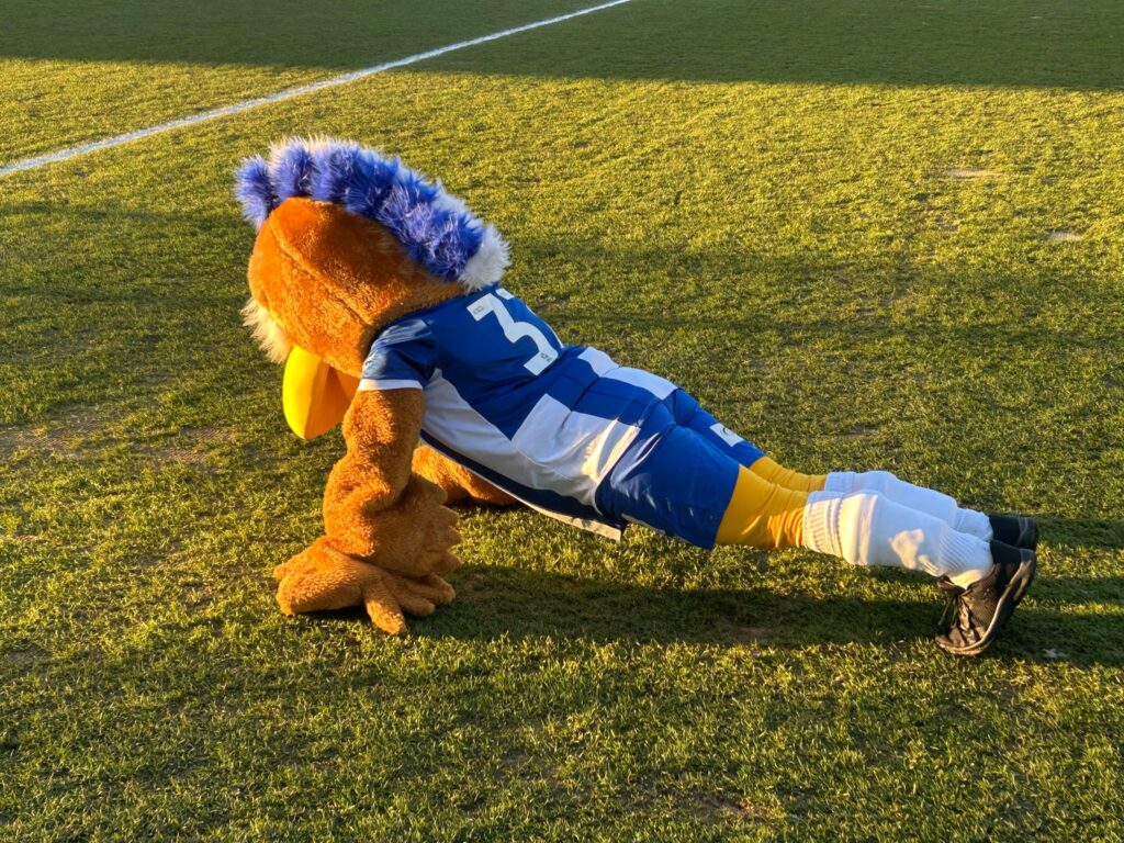 eddie the eagle colchester united mascot press up